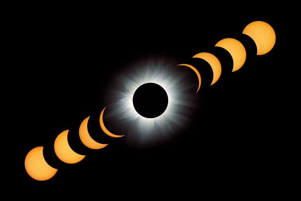 Secuencia completa de un eclipse total de Sol Secuencia completa de un eclipse total de Sol